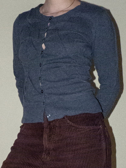 grey cardigan