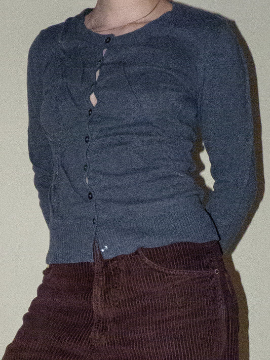 grey cardigan