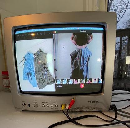 blue and khaki skirt